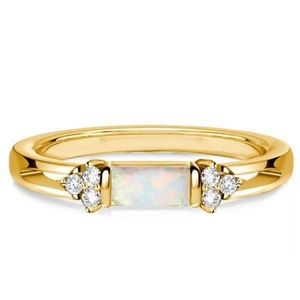 Opal And Moissanite Wedding Engagement Rings Jewelry